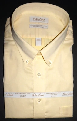 Camisa de Vestir Roundtree Yorke Etiqueta Dorada ALTA 18.5 - 38/39 Amarilla Dobby Nueva con Etiquetas (BT-3) Foto 1 de 4