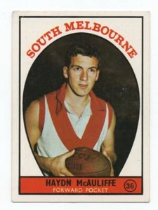 1968 A Scanlens (36) Haydn McAULIFFE South Melbourne (Rookie Card) - Picture 1 of 2