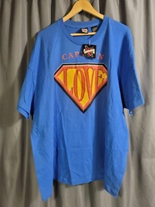 Vintage Ace of Hearts "Captain Love" Superman T-shirt Men's 3XL Blue - Picture 1 of 7