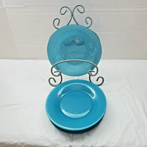 Arc France Blue Glass 7 1/2" Set of 4 Salad /Desert/Bread Plates - Picture 1 of 7