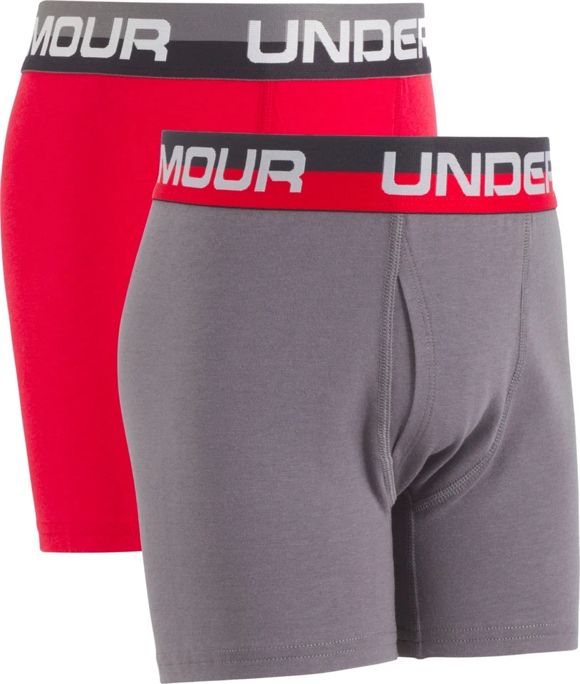 Paquete de 2 calzoncillos boxer lisos Under Armour 237466 para niños talla YSM Foto 1 de 3