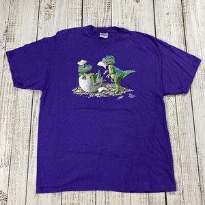 VTG Y2K TIM PINKSTON BABY DINOSAUR WILD COTTON T-SHIRT PURPLE ADULT XL RARE