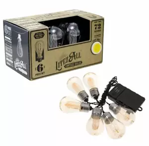 Juego de 6 Piezas Bombilla LED Estilo Edison Vintage 70" Cadena Luces Funciona con Pilas - Imagen 1 de 5