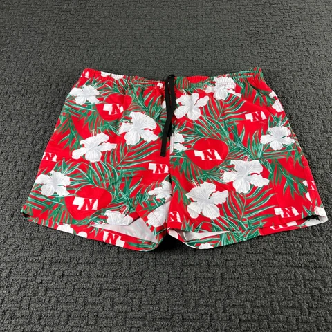 Nebraska Cornhuskers Swim Trunks Mens 2XL Red Floral Bathing Suit NCAA Cover