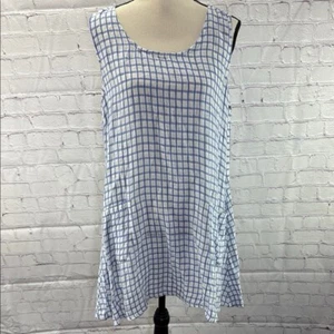 Flax Blue and White Checkered Sleeveless tunic/mini Dress size small - Picture 1 of 10