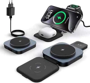 Caricatore Wireless per Iphone, 3 in 1 Stazione Ricarica Pieghevole per smartpho - Picture 1 of 7