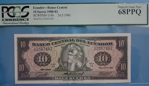 1980 Ecuador 10 Sucres PCGS68 PPQ <P-114b> - Picture 1 of 2