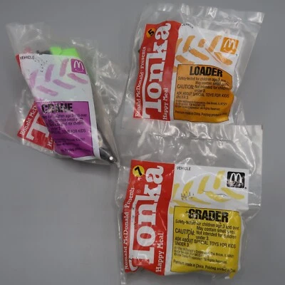1994 McDonald's Tonka Happy Meal Toys lot of 3 Grader Loader Crane - Image 1 of 4