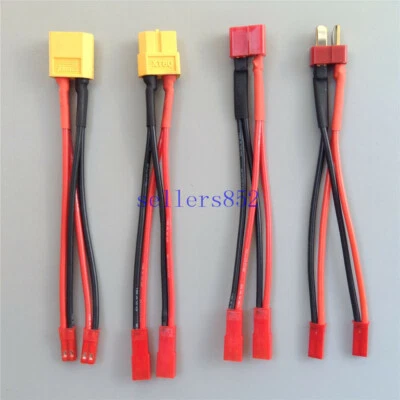 XT60 T One drag two JST 18AWG Silicone Wire Parallel connection Battery EBC - Image 1 of 4