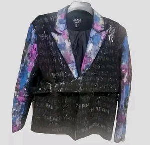 Blazer Jacke Punk Style Unikat Anzug Mantel Zwei Knöpfe Gr 38 UK Boohoo - Bild 1 von 14