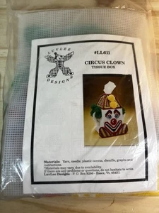LUVLEE DESIGNS Circus Clown Tissue Box Plastic Canvas Kit #LL611 NOS & SEALED - Picture 1 of 2