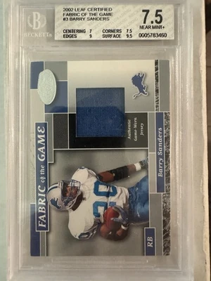 2002 Leaf Certified Fabric Of The Game Barry Sanders Jersey /100 LIONS BGS 7.5 - Image 1 of 2
