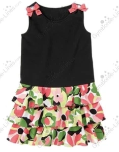 Gymboree Palm Beach Paradise Black Multi Color Ruffle Knit Dress 12 Nwot - Picture 1 of 4