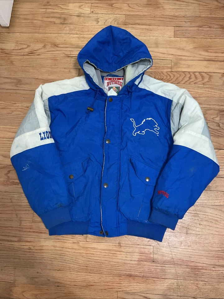 Detroit Lions Vintage Nutmeg Mills Full Zip Puffer Jacket Size Large Rare NFL - Image 1 of 4