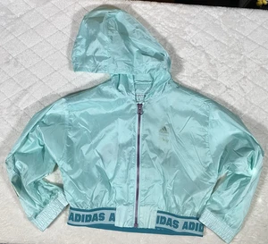 Adidas Disney Girls Sz XS Little Mermaid Jacket Windbreaker Aqua Blue Ariel - Picture 1 of 9