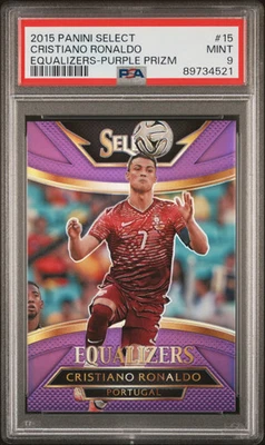 Cristiano Ronaldo 2015 Panini Select #15 Purple Prizm Equalizers 87/99 PSA 9 - Image 1 of 2