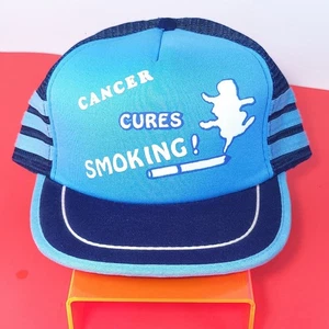 Vintage CANCER CURES SMOKING Truckermütze/Cap Mesh Snapback Zigarette Marlboro 80er 90 - Bild 1 von 6