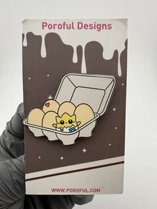 Poroful Designs Togepi Egg Carton Enamel Lapel Pin On Paper Card - Bild 1 von 7