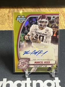 2024 Bowman Chrome University U Marcel Reed 1st Auto Yellow Refractor /75 #PA-MR - Bild 1 von 2