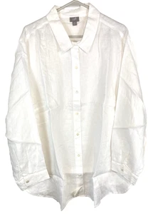 Camisa blanca de lino J. Jill para mujer 3XL manga larga abotonada nueva - Imagen 1 de 8