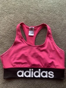 Womens ADIDAS Bright Pink Sports Bra Crop Top Racer Back Size M bought in London - Picture 1 of 3