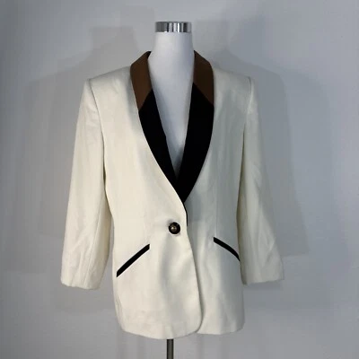 Chaqueta Blazer Le Suit Mujer Talla L Blanco Crema Forrada Botón Frontal Carrera Negocios Foto 1 de 4