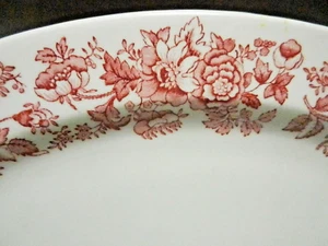Antique Newport Pottery BELINDA-Platter-8x12 Oval Red Transferware Vitrify-1910 - Picture 1 of 6