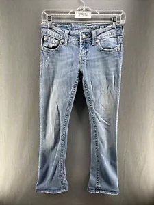 MISS ME Denim Women's Bling Star Rhinestones Mid Rise Relaxed Boot Blue Jeans 26 - Picture 1 of 9