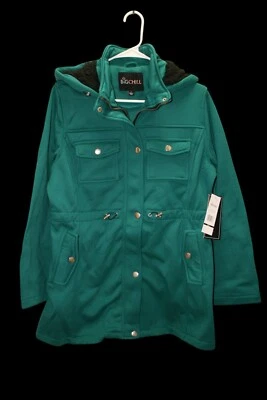 Abrigo Big Chill polar con capucha para mujer talla grande cremallera completa largo Foto 1 de 4