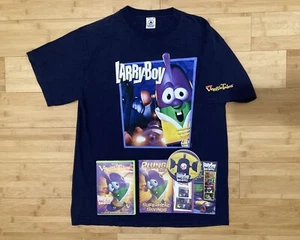 Vintage 2000s Larry Boy Veggietales T-Shirt Larryboy Veggie Tales Size L W/DVD - Bild 1 von 9