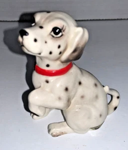 Estatuilla de perro Dalmation de porcelana cerámica etiqueta vintage JOSEF ORIGINALS con rojo - Imagen 1 de 11