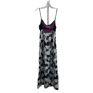 Custo Barcelona Silk A-Line Tank Dress Gray Black Abstract Women's Size 2 - Picture 1 of 4