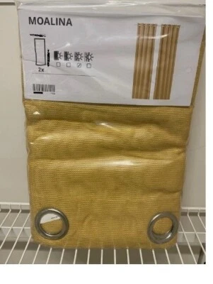 New IKEA MOALINA Curtains, 1 pair, yellow, 145x300 cm, 004.910.60 - Image 1 of 4