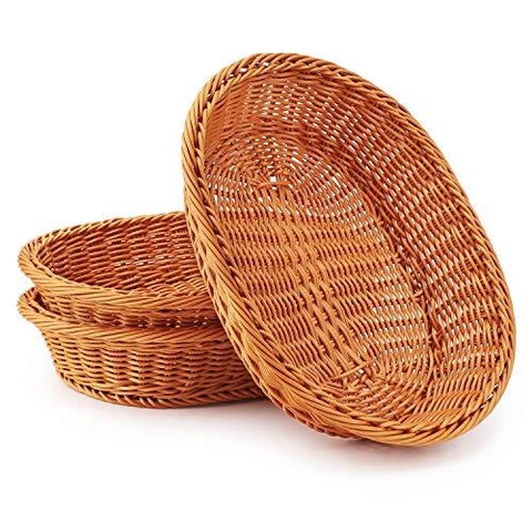 Wicker Basket 12.2"x 9.5"x 2.8" 3pcs Tabletop Food Serving Baskets Trays Bread P Cover