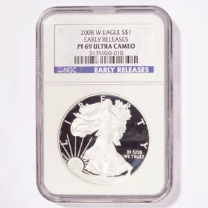 2008-W Silver American Eagle Dollar Proof NGC PF69 Ultra Cameo Early Release - Picture 1 of 2