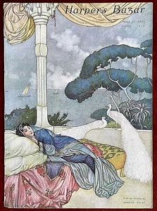 Harper's Bazar Bazaar Original Cover Only ~ June 1917 ~ Edmund Dulac Peacocks - Picture 1 of 2