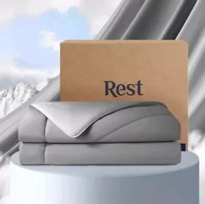 REST Evercool Comforter All Season Cooling Duvet Queen 90x90 inch Gray Very Soft - Picture 1 of 7