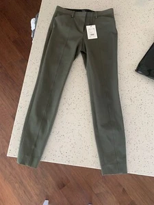 NWT $295 Theory Seam Twill Trousers Size 0 Teak (olive green) Zip - Picture 1 of 7