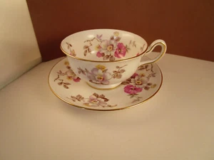 Vintage Royal Chelsea England Bone China Tea Cup & Saucer Pink White Flowers - Picture 1 of 9