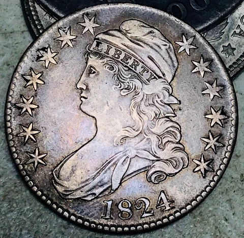 1824 Capped Bust Half Dollar 50C 90% Silver Ungraded Choice US Coin CC17004 Cover