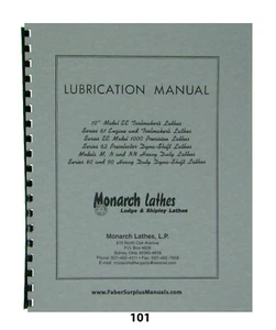 Monarch Lathe Lubrication Manual Models EE, M,N,NN, Series 61, 80,&90 *101 - Picture 1 of 7