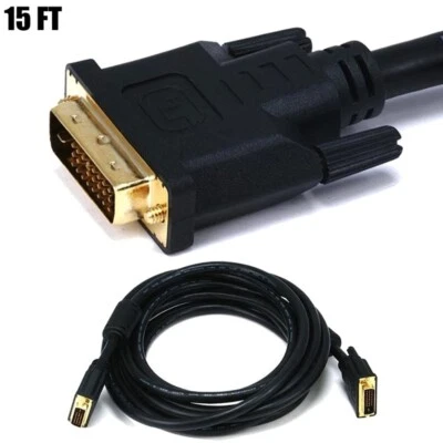 15FT DVI-D Dual Link Male to Male Monitor Cable PC Laptop Projector Gold Plated - Image 1 of 3