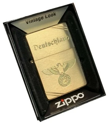 ZIPPO 1936 Vintage messing matt  REICHSADLER DEUTSCHLAND + WUNSCH DIAMANT GRAVUR - Bild 1 von 4