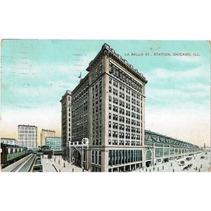 Chicago, IL Illinois, LA SALLE St. Station Depot Bahnhof Vintage Postkarte - Bild 1 von 2