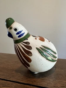 Vintage Tonala Mexican Pottery Folk Art Quail Bird Figurine Signed - Picture 1 of 9