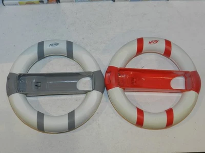 Pair of Nerf Nintendo Wii Steering Wheels for Controller Red and Gray - Image 1 of 2