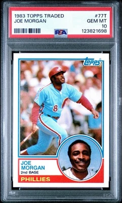 Topps Traded 77T Joe Morgan 1983 PSA 10 GEM MT HOF Philadelphia Phillies Foto 1 de 3