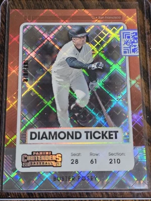 2021 Panini Contenders Buster Posey DIAMOND TICKET Prizm #d 15/15 GIANTS #34 SSP - Image 1 of 3