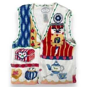VTG Eagle's Eye Collectibles Hand Knit 1995 Teacher Sweater Vest Size M - Picture 1 of 7