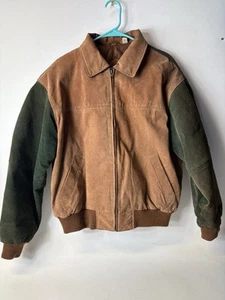 Chaqueta de bombardero de cuero vintage Ash Creek Trading para hombre talla M abrigo marrón con cremallera completa - Imagen 1 de 5